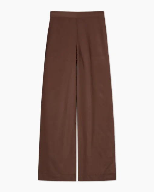 YERSE Pantalones wide leg tencel chocolate Outlet