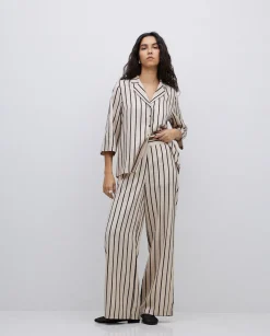 YERSE Pantalones wide leg tencel crudo Clearance