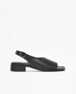 YERSE Sandalias cuero tacón negro Discount