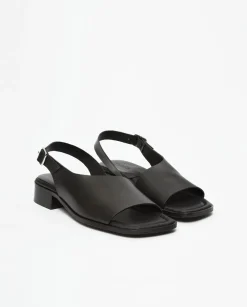 YERSE Sandalias cuero tacón negro Discount