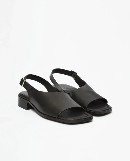 YERSE Sandalias cuero tacón negro Discount