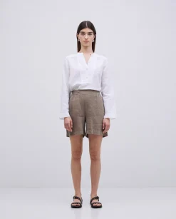 YERSE Short 100% lino caqui Hot