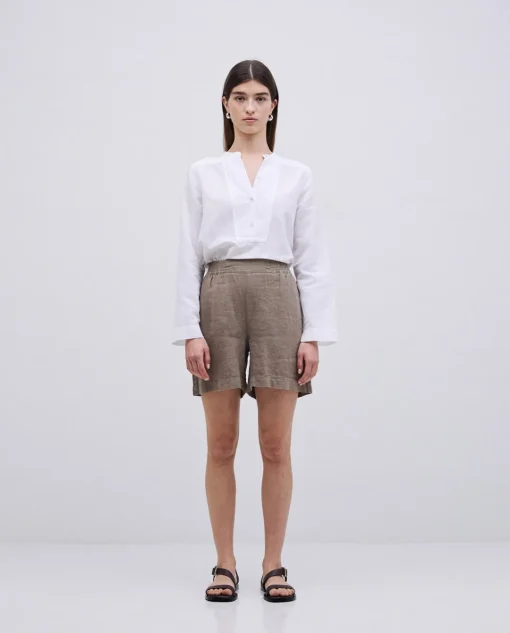 YERSE Short 100% lino caqui Hot