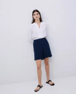 YERSE Short lino azul oscuro Fashion
