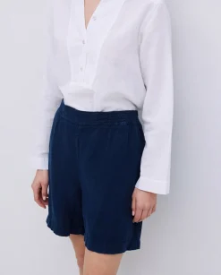 YERSE Short lino azul oscuro Fashion