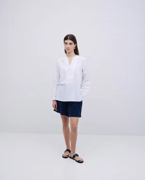 YERSE Short lino azul oscuro Fashion