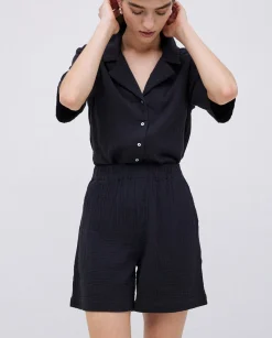 YERSE Short muselina negro Outlet