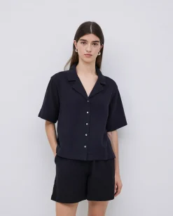 YERSE Short muselina negro Outlet