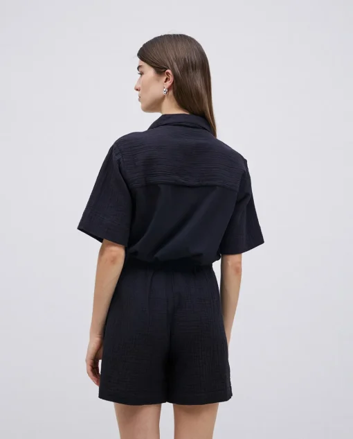 YERSE Short muselina negro Outlet