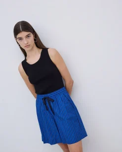 YERSE Short popelín rayas azul oscuro Clearance