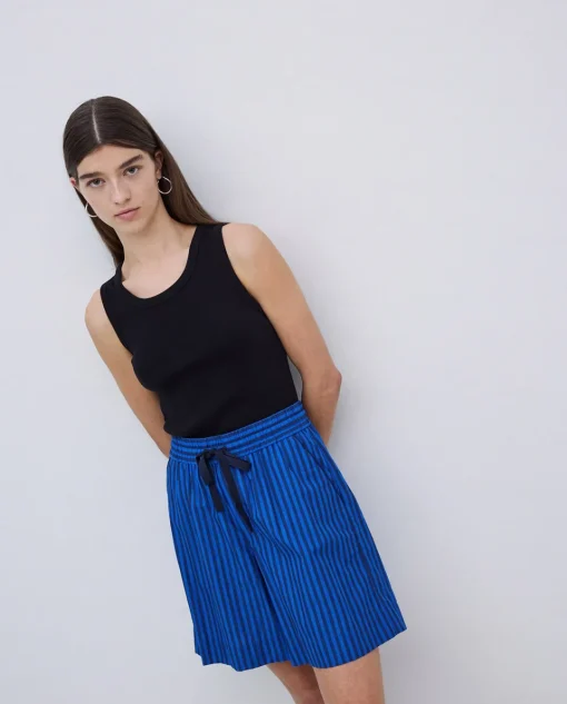 YERSE Short popelín rayas azul oscuro Clearance