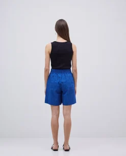 YERSE Short popelín rayas azul oscuro Clearance