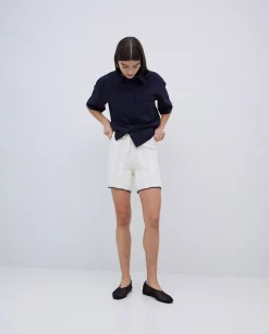 YERSE Short punto contraste blanco roto Discount