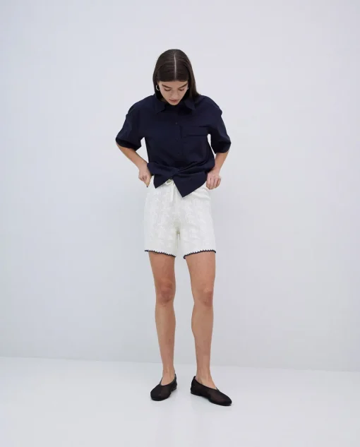 YERSE Short punto contraste blanco roto Discount
