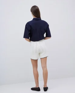 YERSE Short punto contraste blanco roto Discount