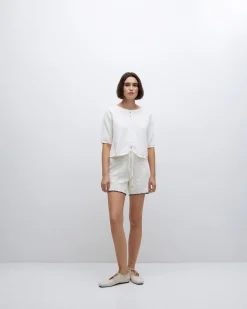 YERSE Short punto contraste blanco roto Discount