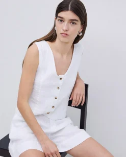YERSE Shorts 100% lino blanco Discount