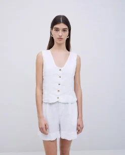 YERSE Shorts 100% lino blanco Discount
