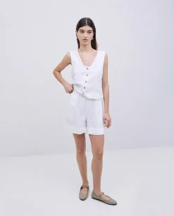 YERSE Shorts 100% lino blanco Discount