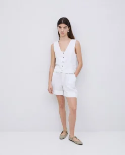 YERSE Shorts 100% lino blanco Discount