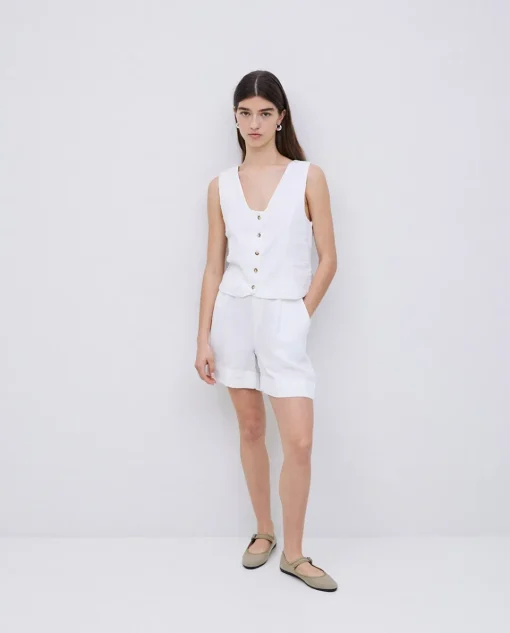 YERSE Shorts 100% lino blanco Discount