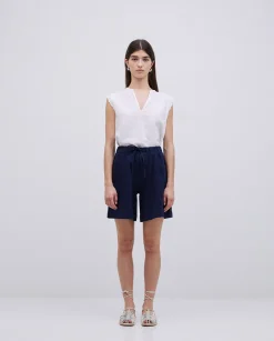 YERSE Shorts bolsillos plastrón azul oscuro Discount