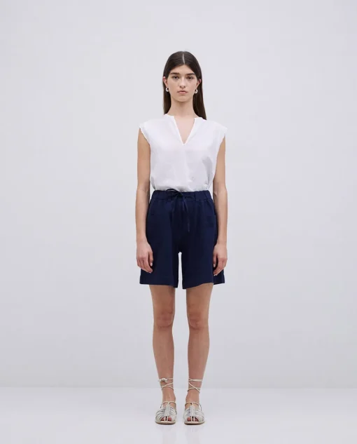 YERSE Shorts bolsillos plastrón azul oscuro Discount