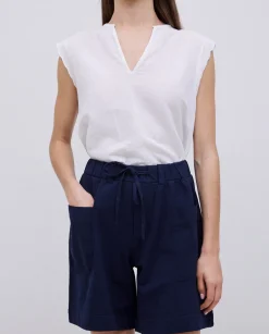 YERSE Shorts bolsillos plastrón azul oscuro Discount