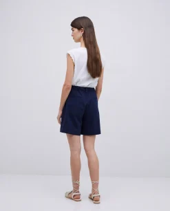 YERSE Shorts bolsillos plastrón azul oscuro Discount
