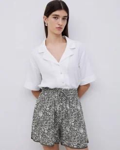 YERSE Shorts fluidos floral caqui Sale