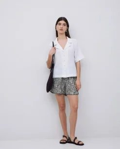 YERSE Shorts fluidos floral caqui Sale