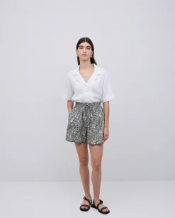 YERSE Shorts fluidos floral caqui Sale