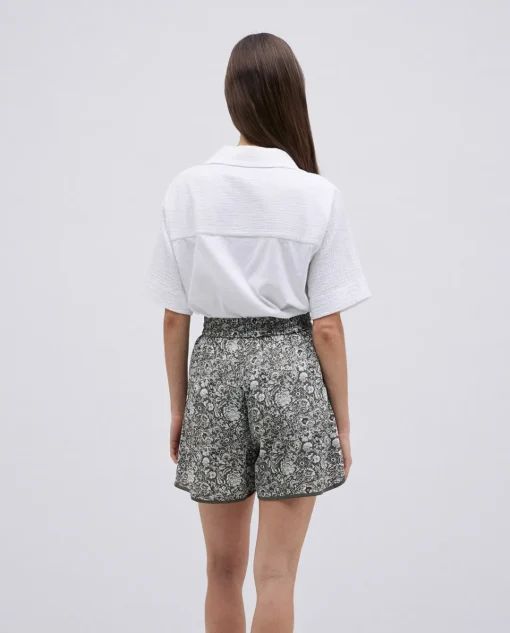 YERSE Shorts fluidos floral caqui Sale