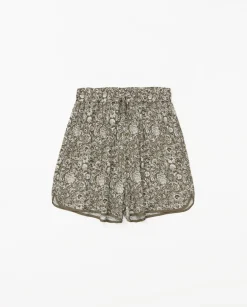 YERSE Shorts fluidos floral caqui Sale