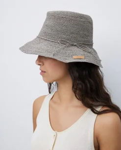 YERSE Sombrero handmade rafia gris Hot