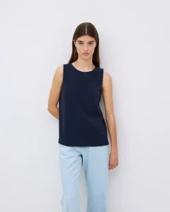 YERSE Top algodón flamé azul oscuro New