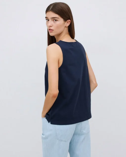 YERSE Top algodón flamé azul oscuro New
