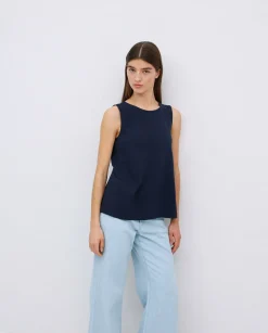 YERSE Top algodón flamé azul oscuro New