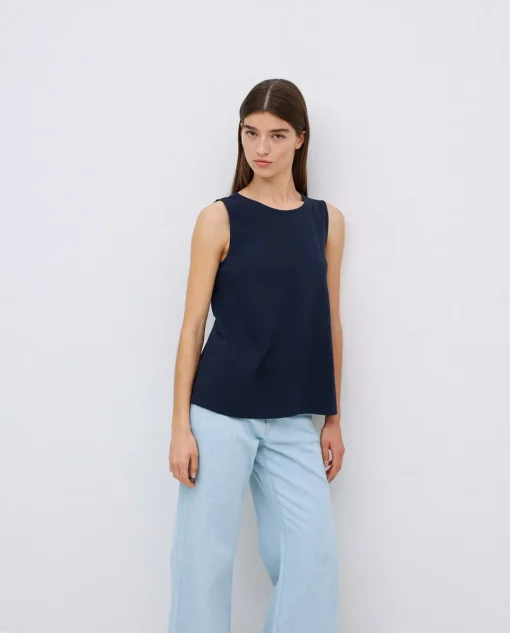 YERSE Top algodón flamé azul oscuro New