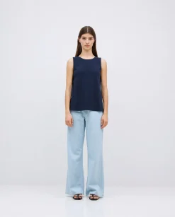 YERSE Top algodón flamé azul oscuro New