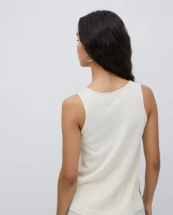 YERSE Top botones escote redondo beige Hot