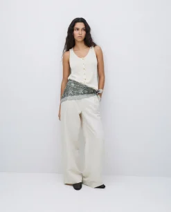 YERSE Top botones escote redondo beige Hot