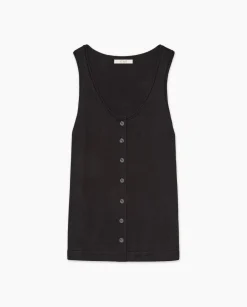 YERSE Top botones escote redondo negro Hot