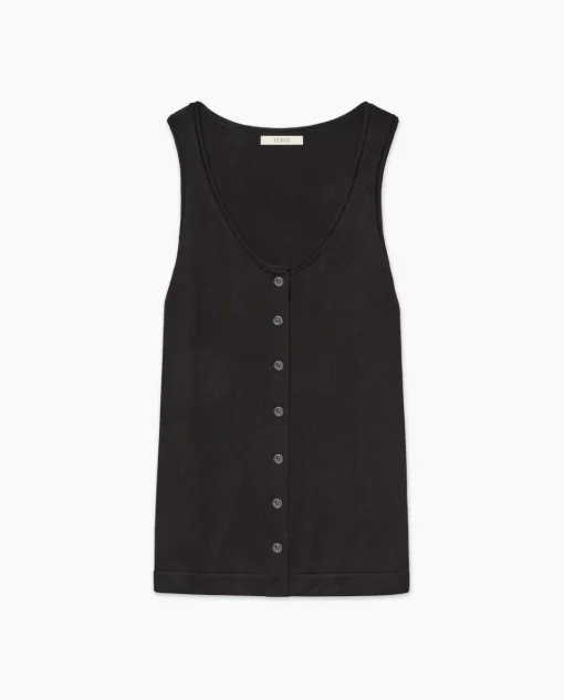 YERSE Top botones escote redondo negro Hot