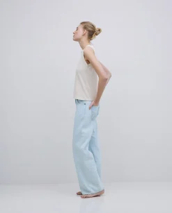 YERSE Top básico escote redondo beige Hot