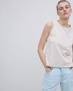 YERSE Top básico escote redondo beige Hot