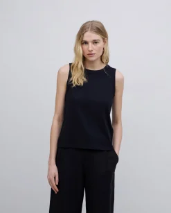 YERSE Top básico escote redondo negro New