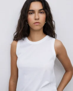 YERSE Top básico escote redondo blanco Fashion