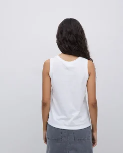YERSE Top básico escote redondo blanco Fashion