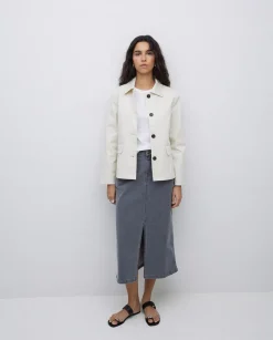 YERSE Top básico escote redondo blanco Fashion
